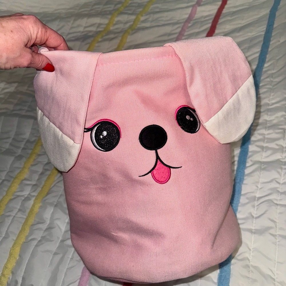 Nwt! Pink puppy laundry hamper/storage!